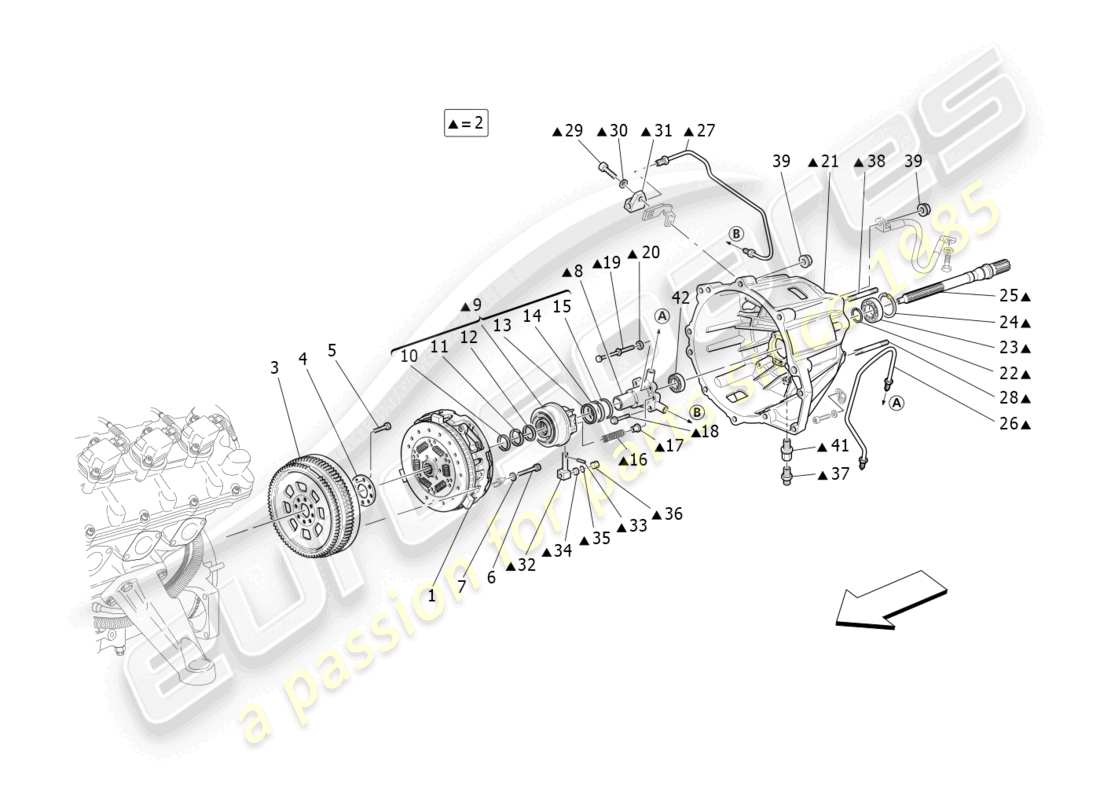 maserati granturismo mc stradale (2013) reibscheiben und gehäuse für f1 getriebe ersatzteildiagramm