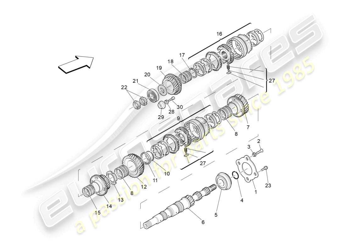 maserati granturismo mc stradale (2013) teilediagramm für hauptwellenzahnräder