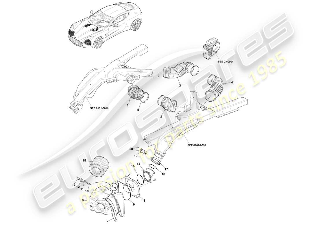 aston martin one-77 (2011) teilediagramm für die luftaufladung