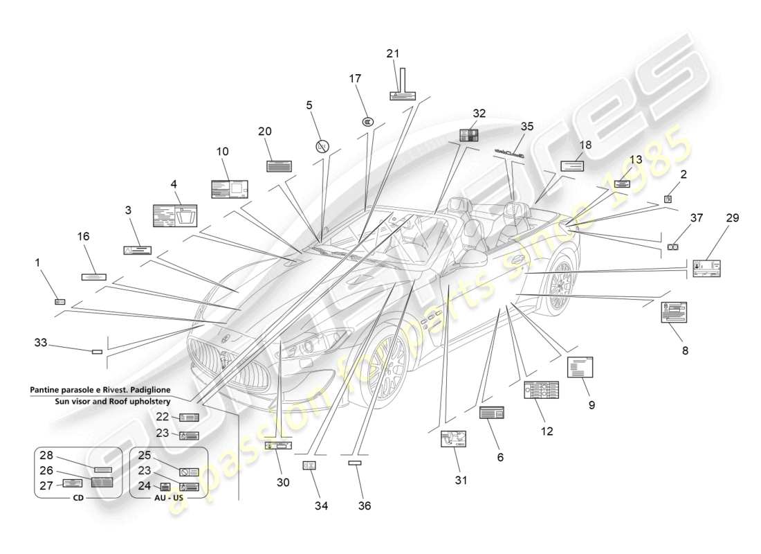 ein Teilediagramm aus dem Maserati GranCabrio MC (2013) Teilekatalog