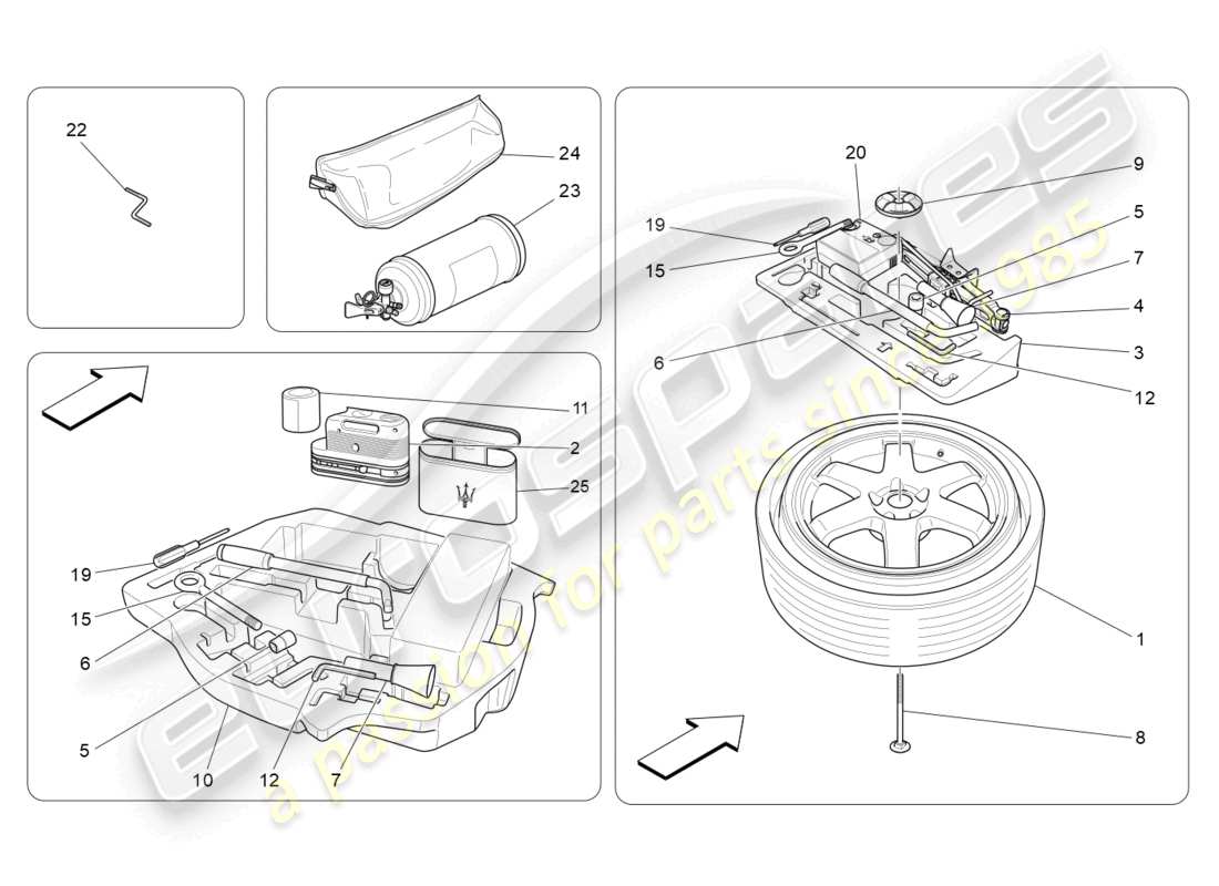 maserati ghibli (2017) standardmässig mitgeliefertes teilediagramm