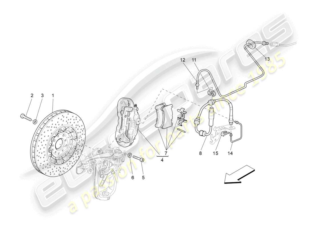 maserati granturismo mc stradale (2013) bremsvorrichtungen an den vorderrädern ersatzteildiagramm