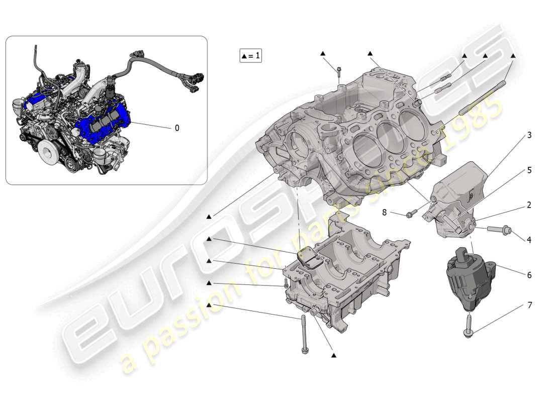 maserati mc20 (2022) kurbelgehäuse-teilediagramm