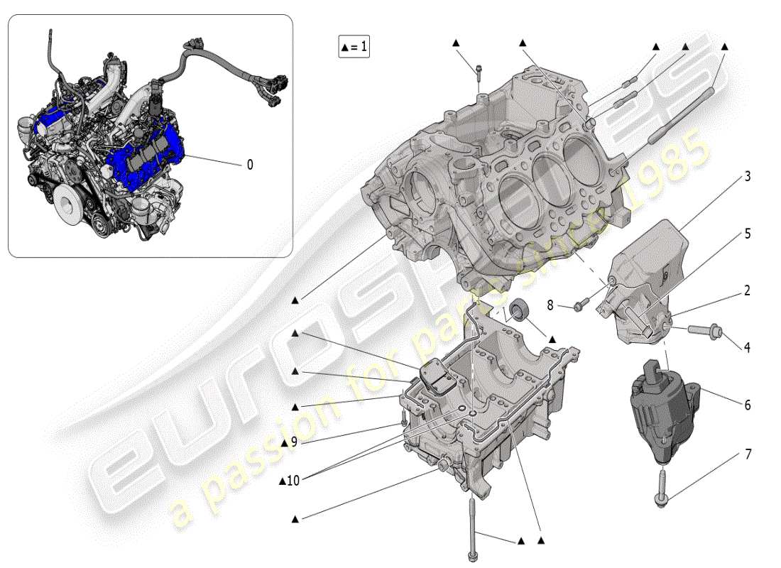 maserati mc20 (2024) kurbelgehäuse teilediagramm