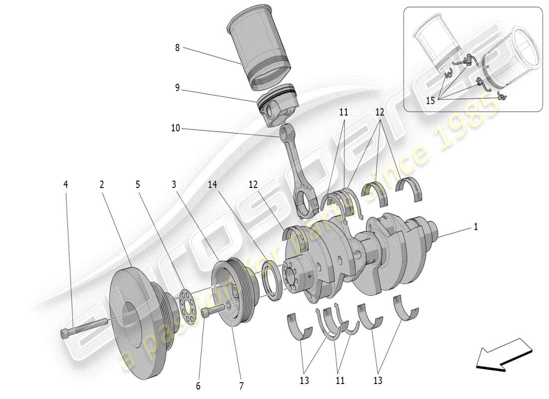 maserati mc20 (2024) kurbelmechanismus teilediagramm