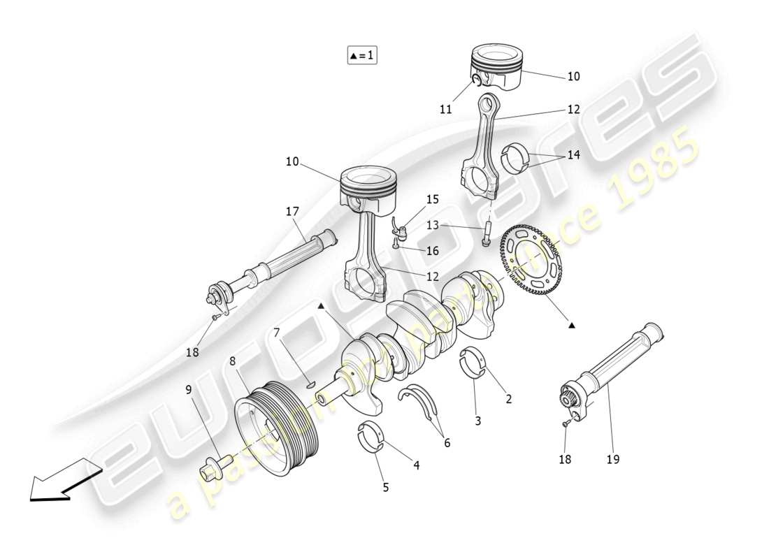 maserati levante gt (2022) kurbelmechanismus teilediagramm