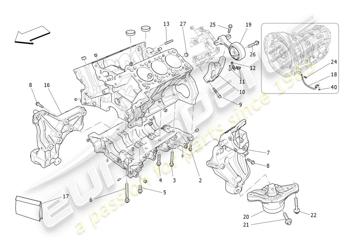 maserati levante (2018) kurbelgehäuse-teilediagramm