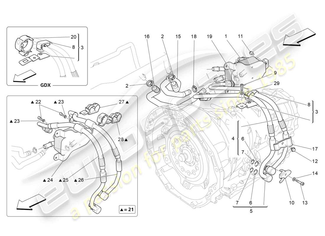 maserati ghibli (2014) schmierung und kühlung des getriebeöls teilediagramm