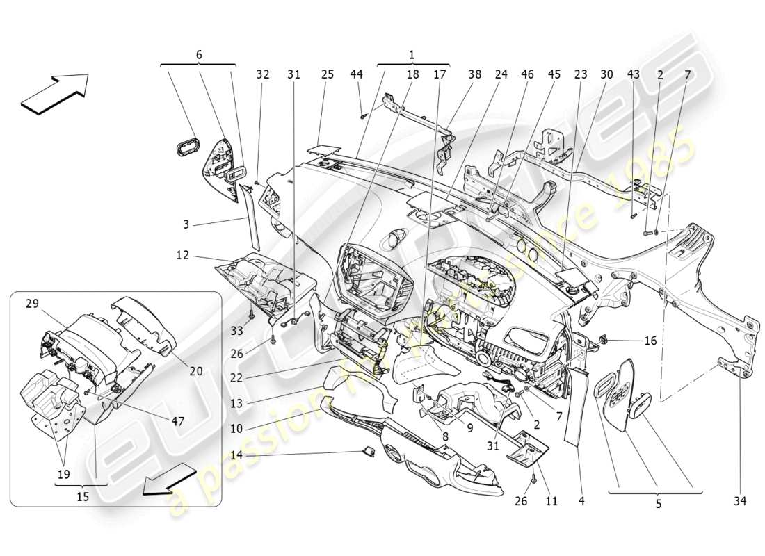 maserati ghibli (2014) dashboard unit ersatzteildiagramm