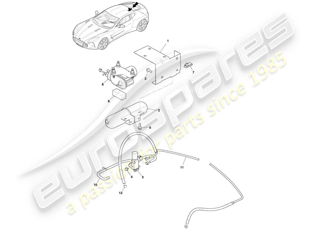 aston martin one-77 (2011) teilediagramm zur vakuumverteilung