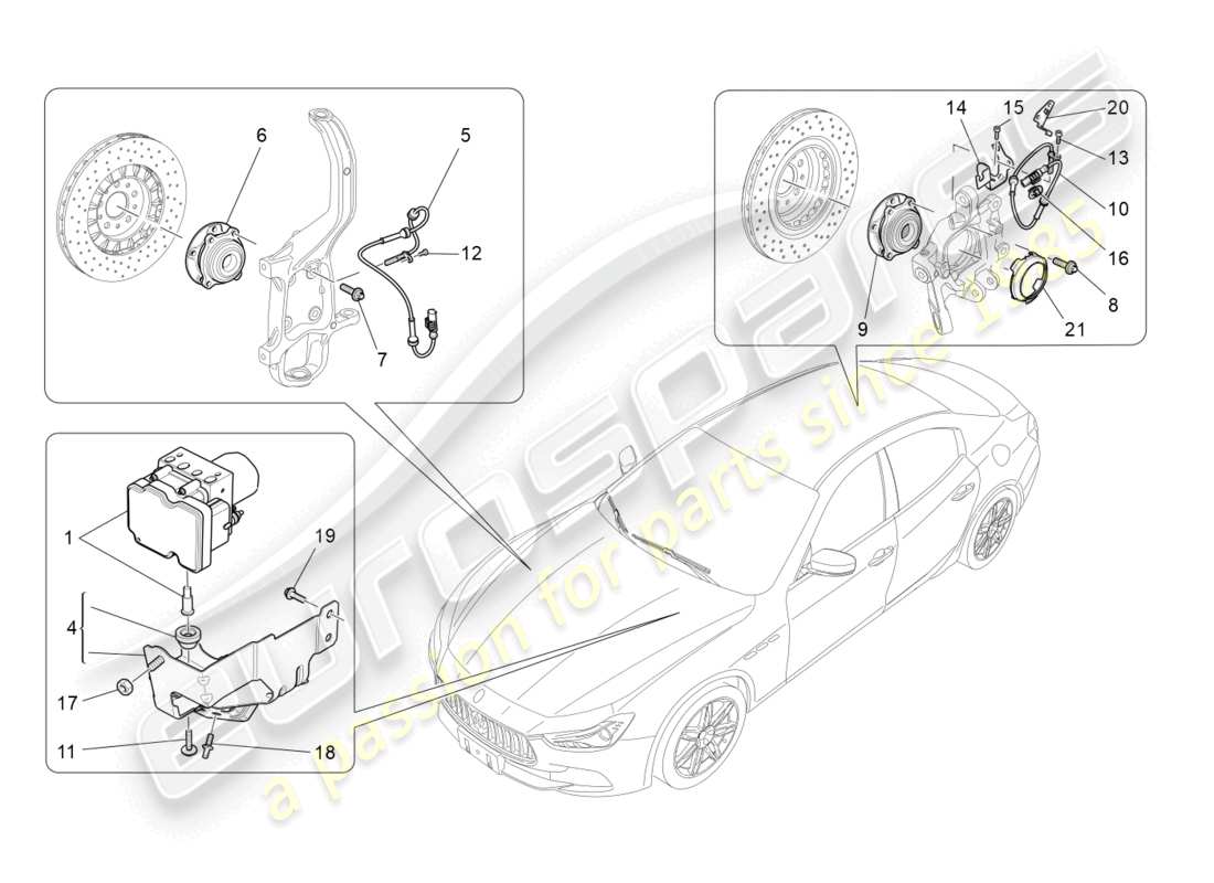 maserati ghibli (2018) bremssteuersysteme teilediagramm