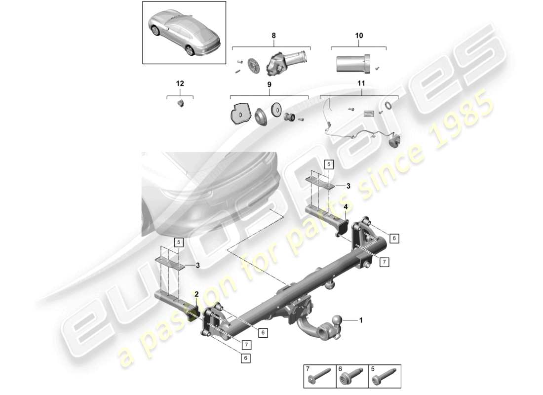 porsche 2021 (panamera 971-1) anhängerkupplung - ersatzteildiagramm