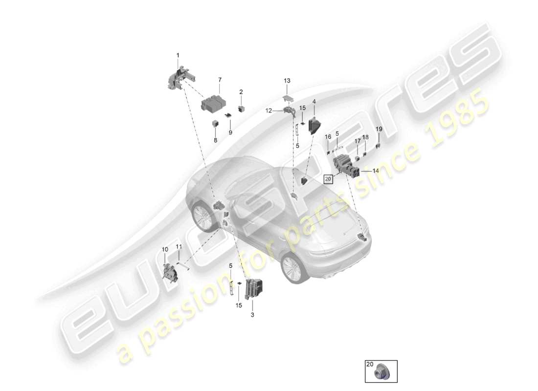 porsche 2021 (macan) sicherungskasten-relaisplatte, teilediagramm