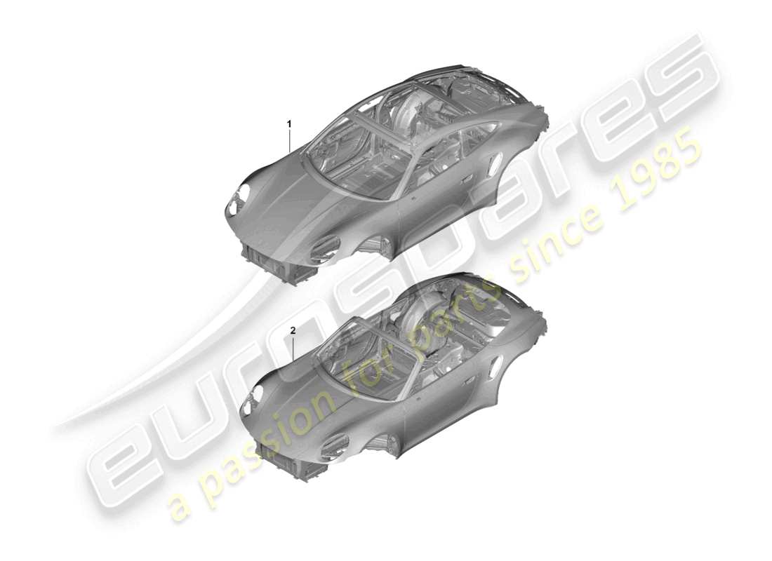 porsche 2026 (992-2 turbo / s) karosserie - teilediagramm