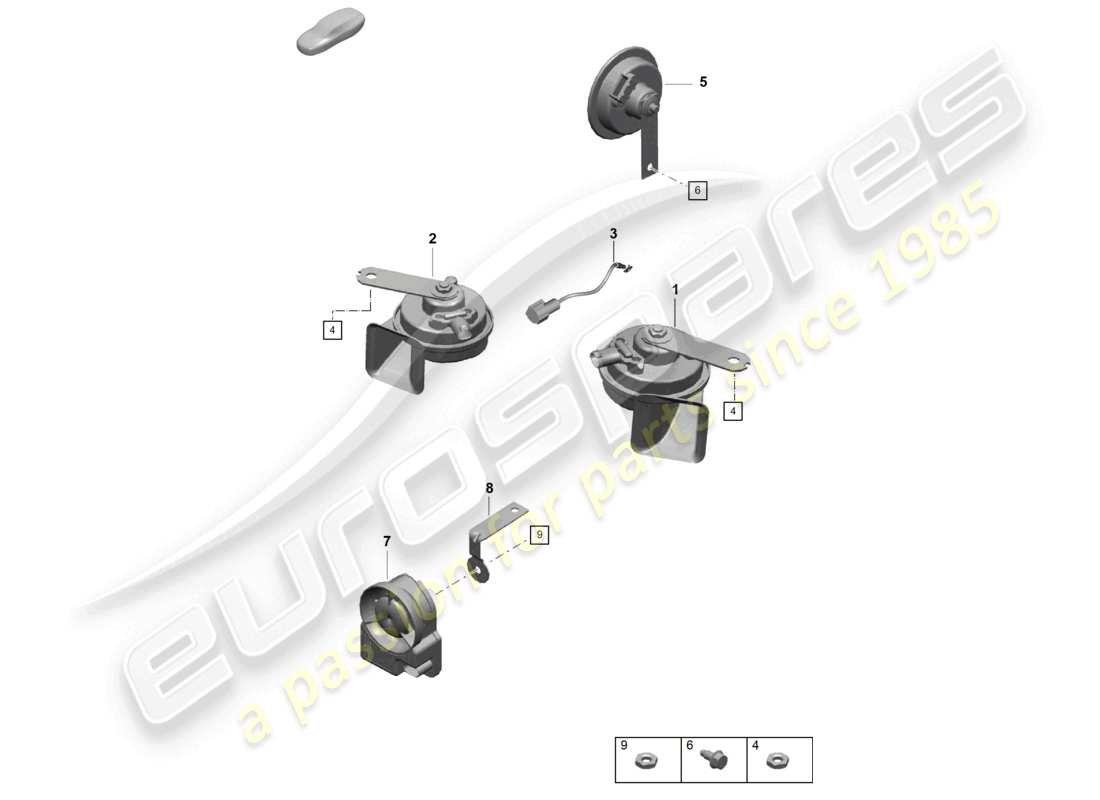 porsche 2025 (718 cayman gt4) fanfare signalhorn alarmsystem teilediagramm