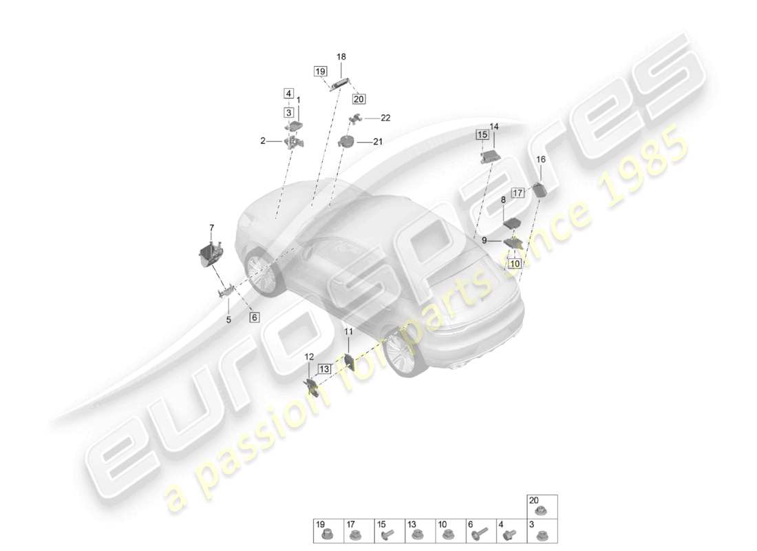 porsche 2021 (macan) steuergeräte frontend teilediagramm