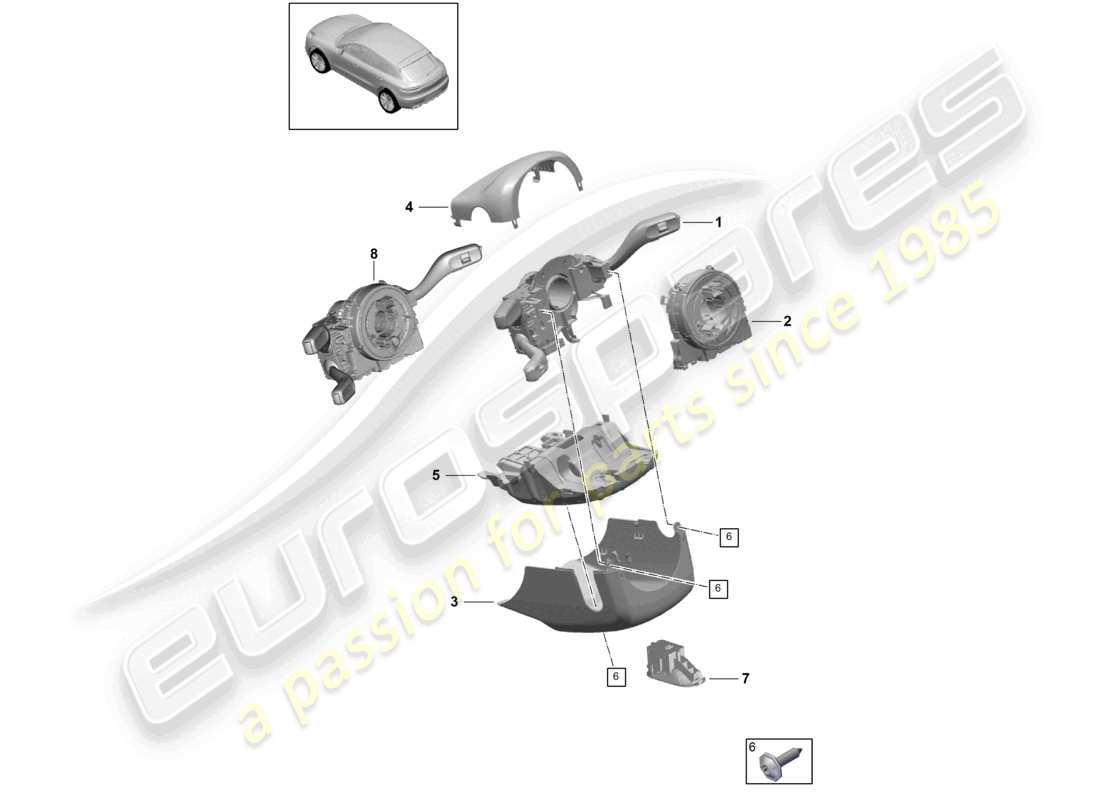 porsche 2021 (macan) lenkstockschalter ersatzteildiagramm