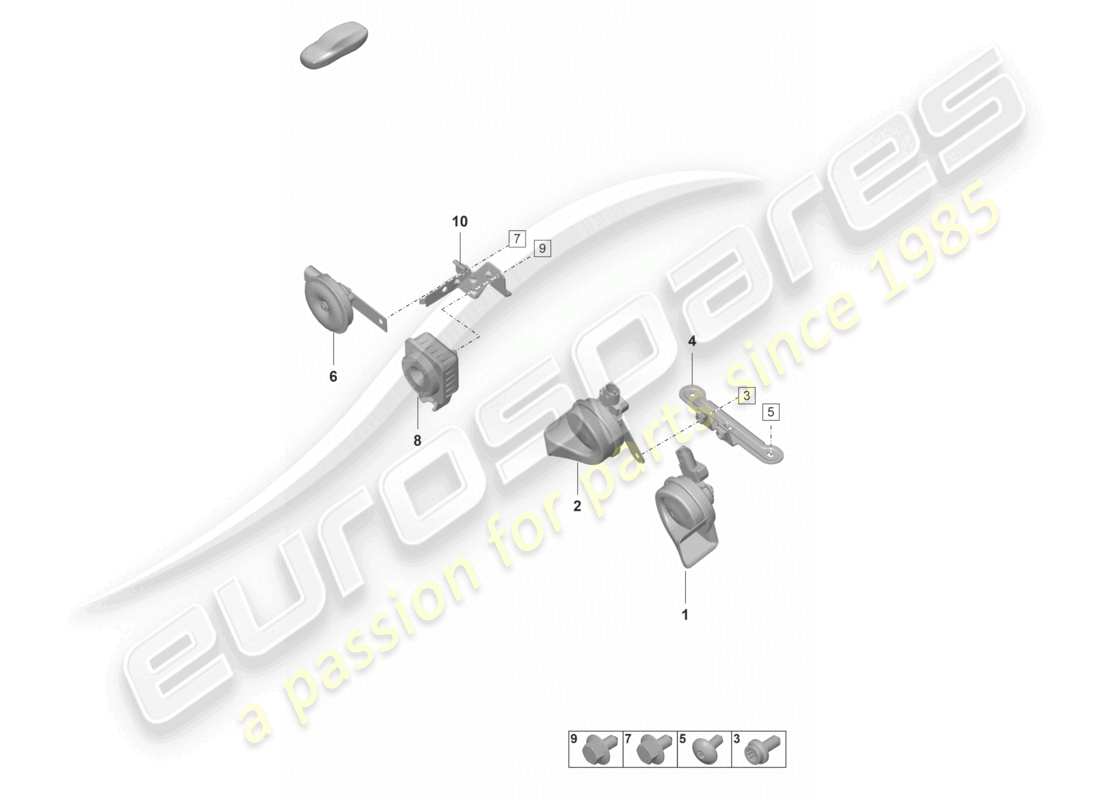 porsche 2022 (992-1 gt3/rs/st) fanfare signalhorn alarmsystem teilediagramm