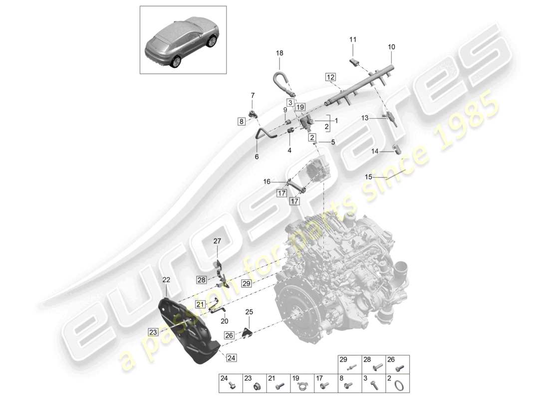 porsche 2021 (macan) kraftstoffsammelleitung hochdruckeinspritzdüse hochdruckpumpe teilediagramm