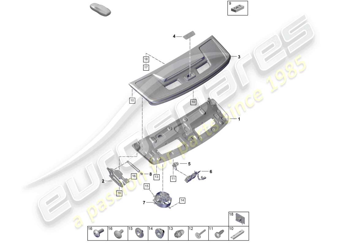 porsche 2021 (992-1 gt3/rs/st) heckklappe/kofferraumdeckel ersatzteildiagramm