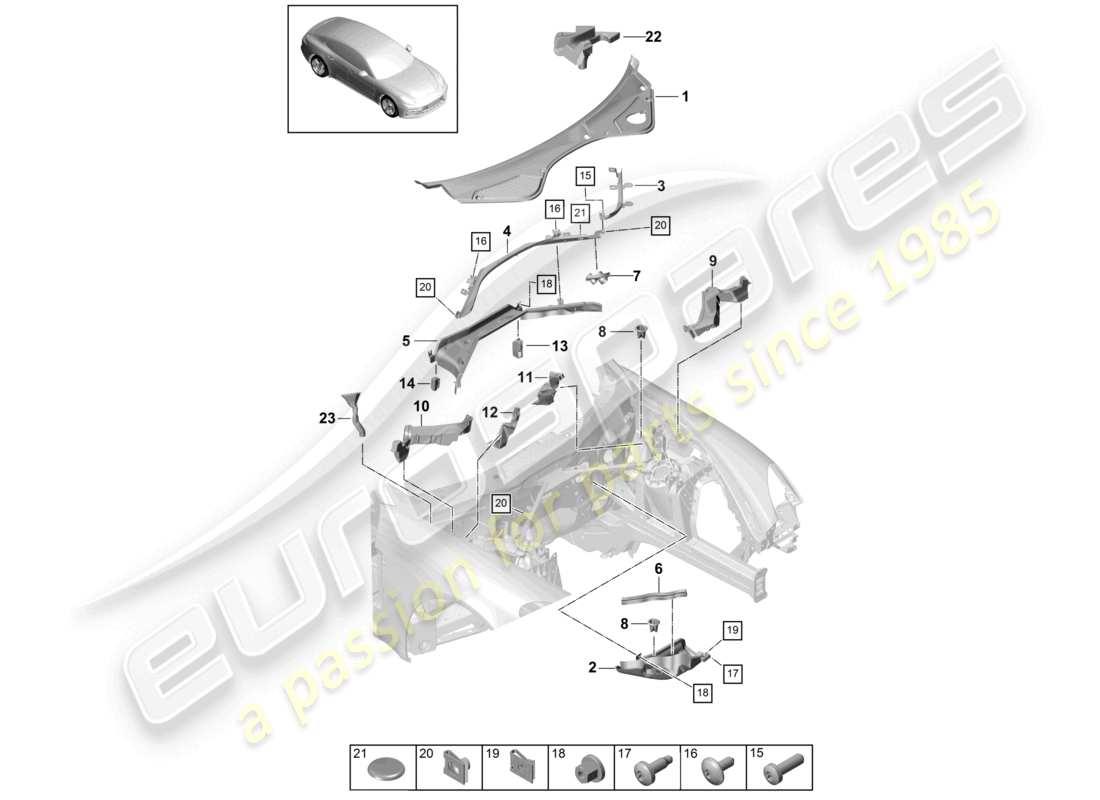 porsche 2021 (panamera 971-1) wasserbehälter-ersatzteildiagramm
