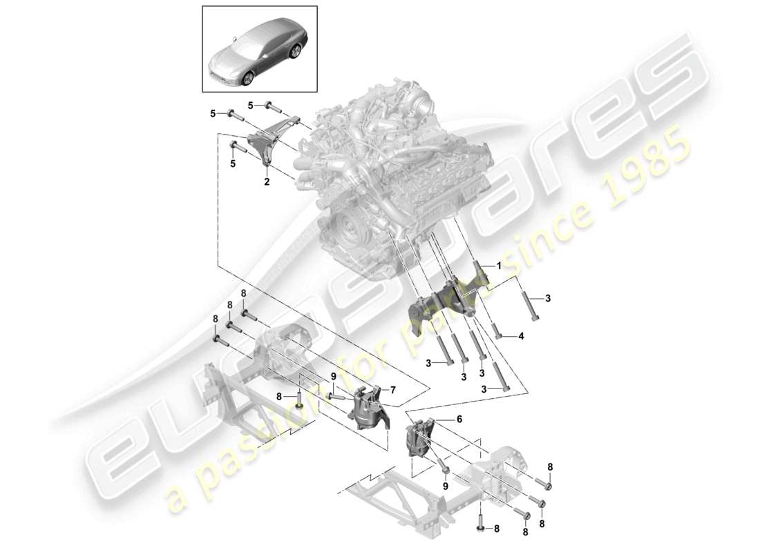 porsche 2021 (panamera 971-1) motorhebezeug konsole zur motormontage motorhalterungen teilediagramm