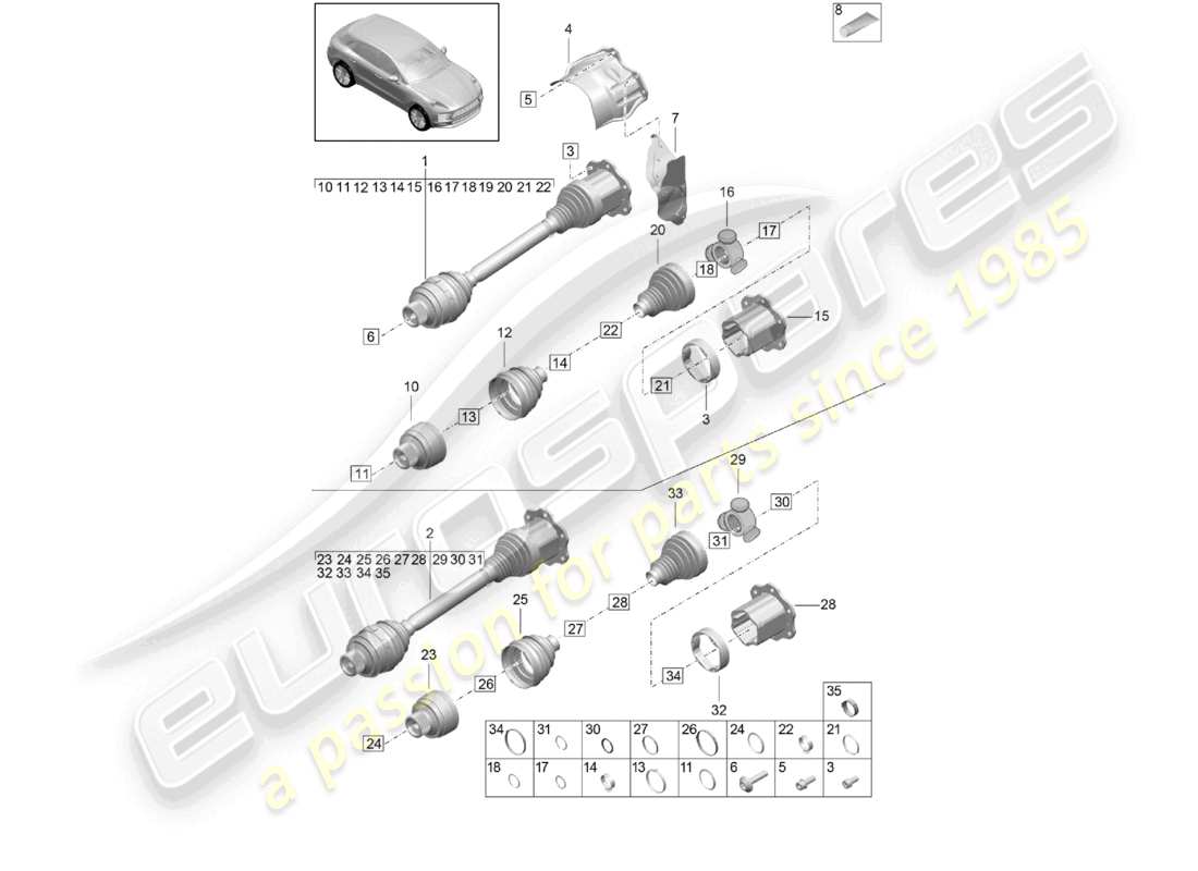 porsche 2021 (macan) antriebswelle teilediagramm