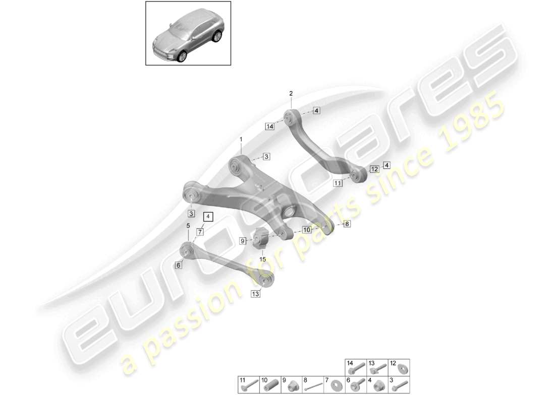 porsche 2021 (macan) teilediagramm der querlenkerführung