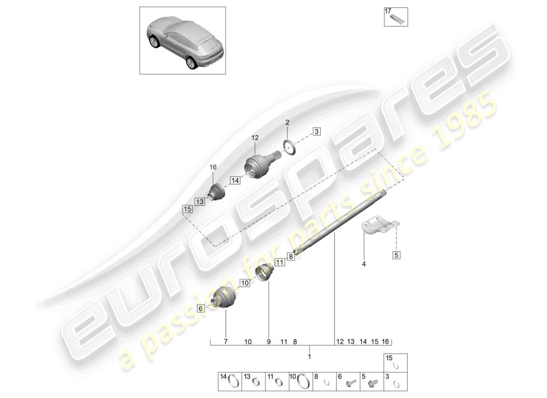 porsche 2021 (macan) antriebswelle hinterachse teilediagramm