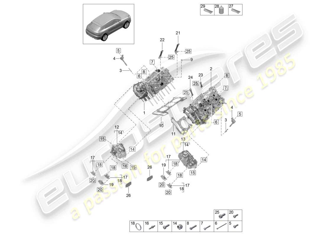porsche 2021 (macan) zylinderkopf teilediagramm