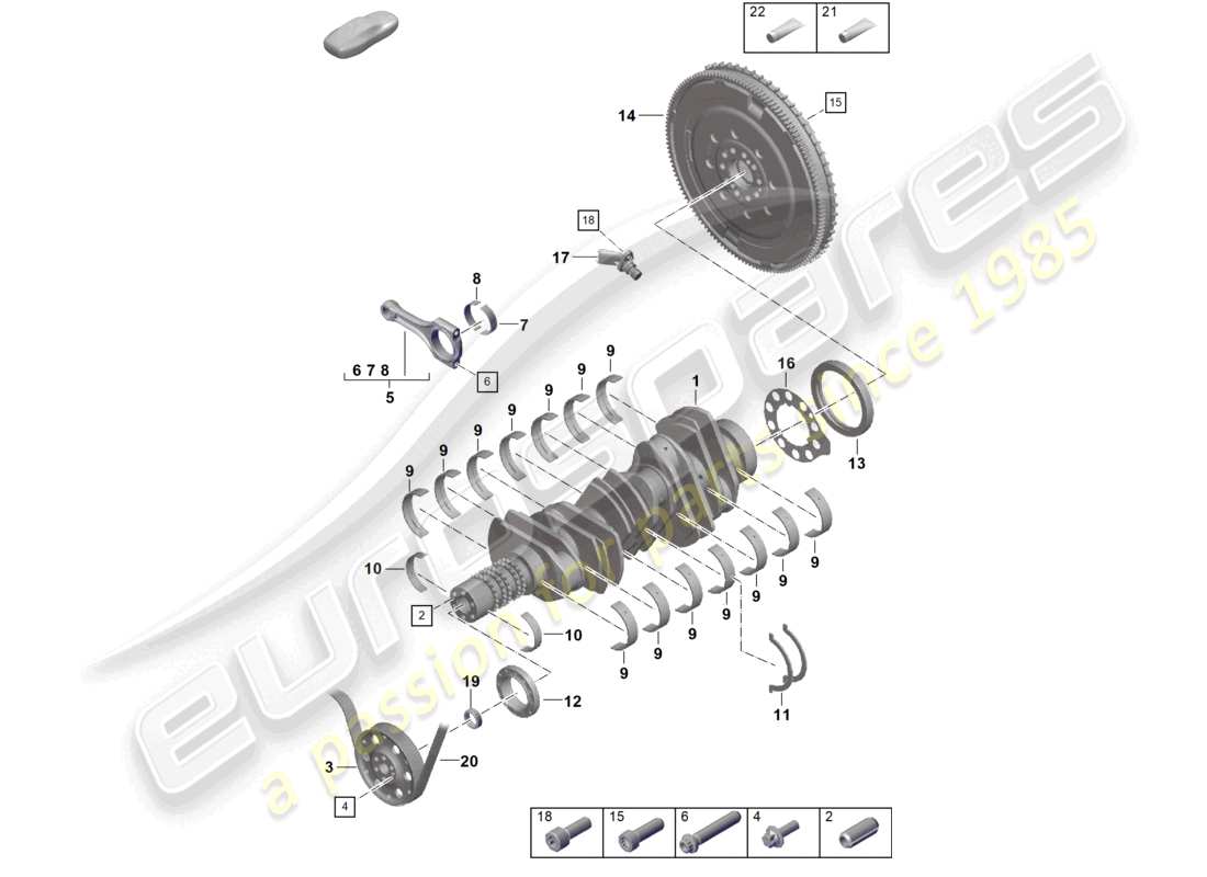porsche 2024 (992-2 gt3/rs/st) kurbelwelle pleuel schwungrad teile diagramm