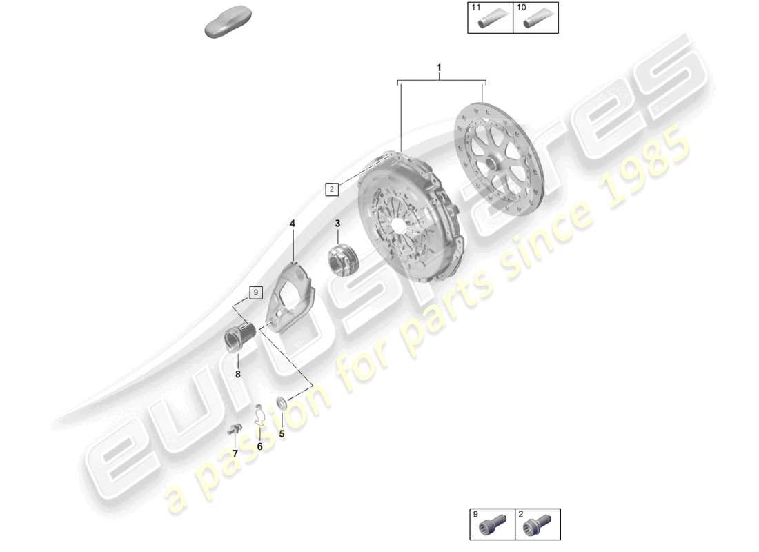 porsche 2024 (992-2 gt3/rs/st) teilediagramm für die kupplung eines schaltgetriebes