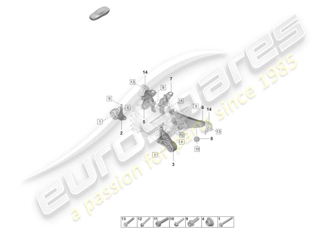 porsche 2020 (taycan 9j1-1) motorhebevorrichtung vorderachse teilediagramm