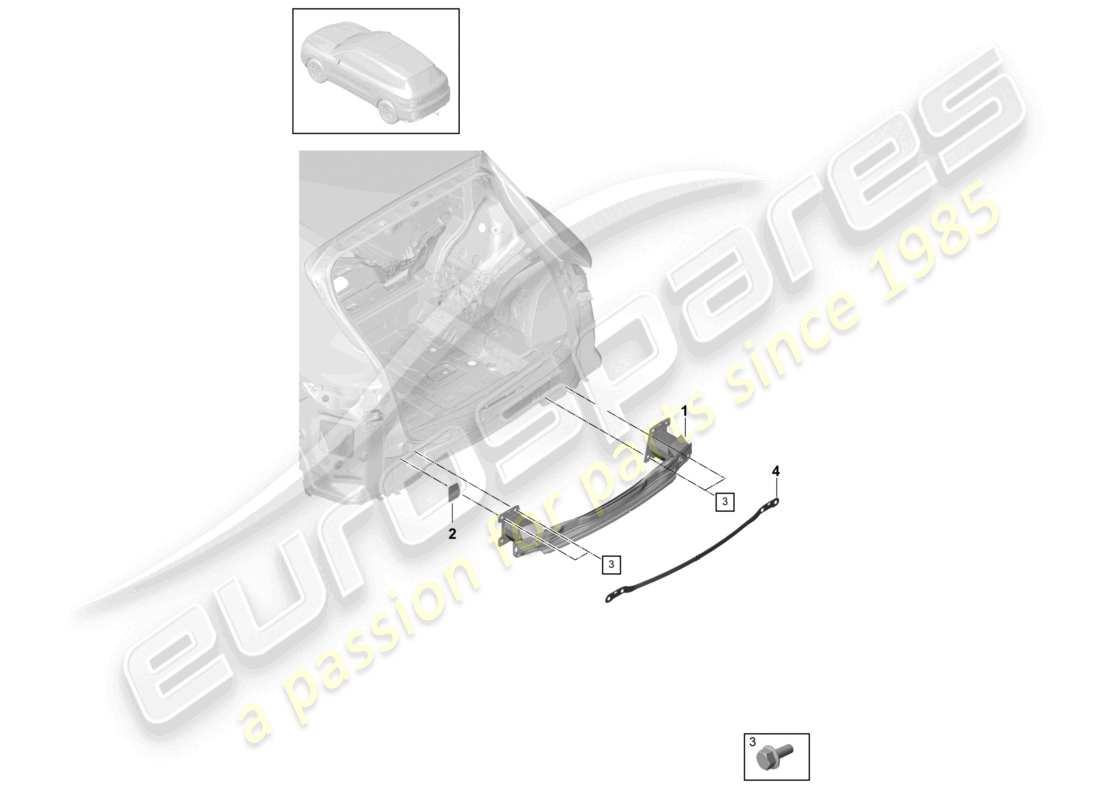 porsche 2022 (cayenne e3 9ya/9yb) stoßstangenträger hinten teilediagramm