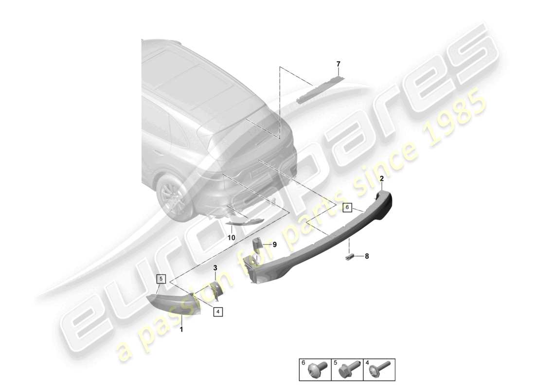 porsche 2021 (cayenne e3 9ya/9yb) rücklicht zusätzliches bremslicht kennzeichenlicht teilediagramm