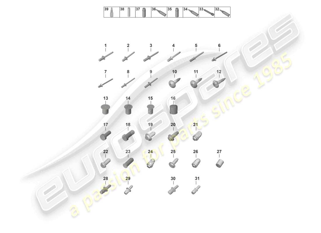 porsche 2023 (taycan 9j1-1) befestigungselemente karosserieteildiagramm