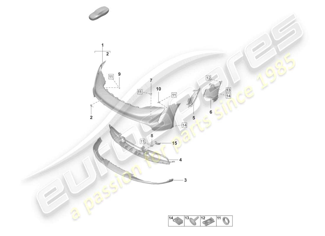 porsche 2023 (taycan 9j1-1) stoßfänger vorne für ausstattungsvariante: basic ersatzteildiagramm