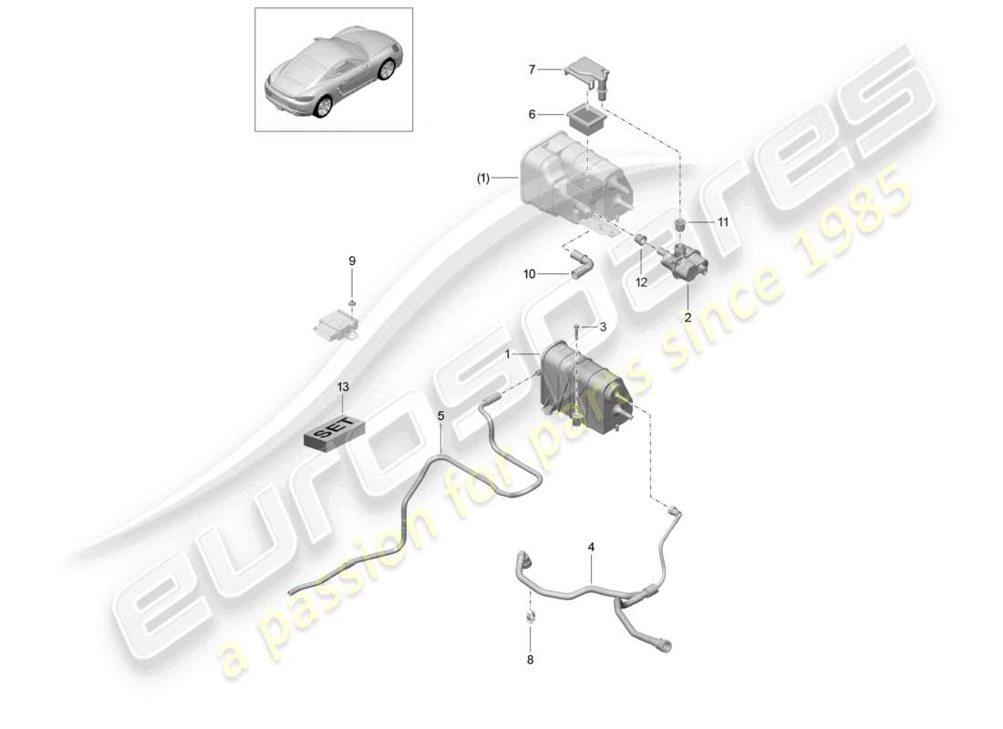 porsche 2022 (718 cayman) aktivkohlebehälter teilediagramm