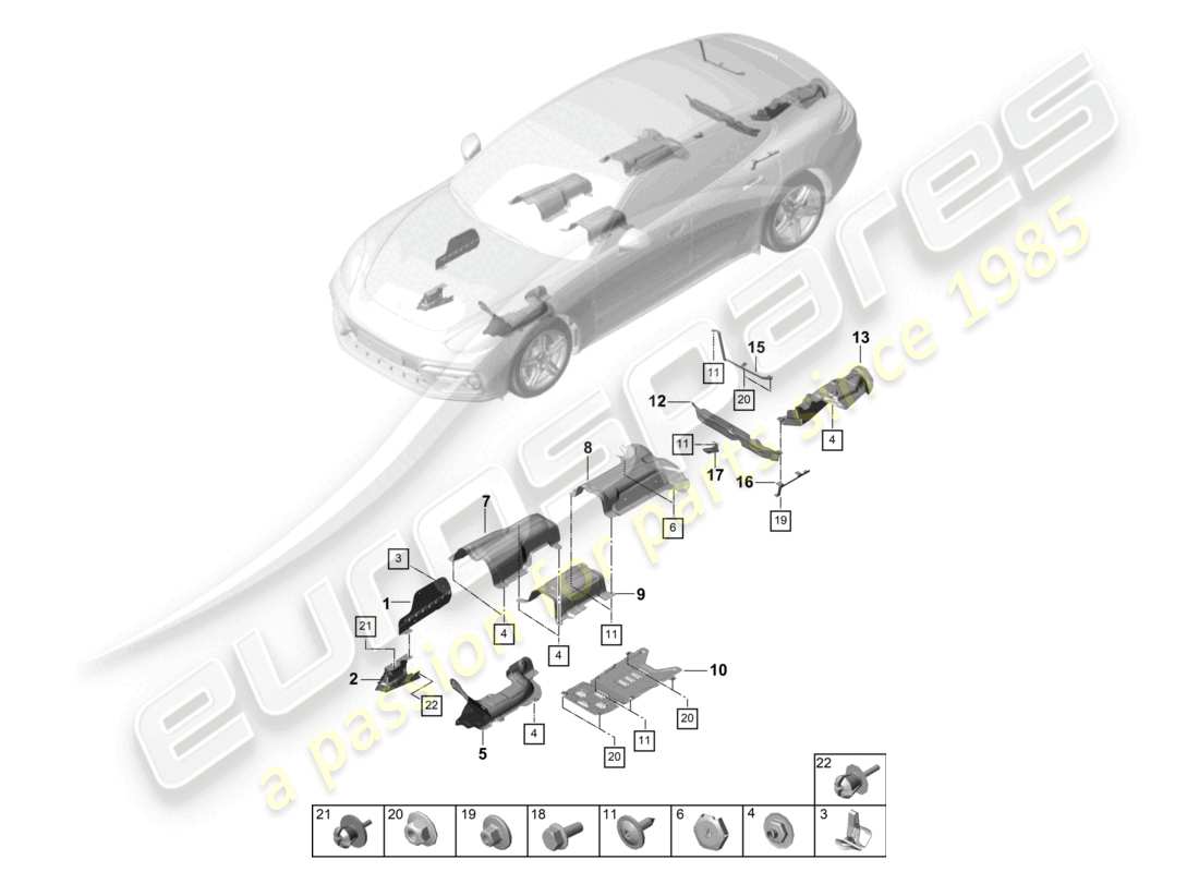 porsche 2021 (panamera 971-1) zierleisten wärmedämmung unterboden teilediagramm