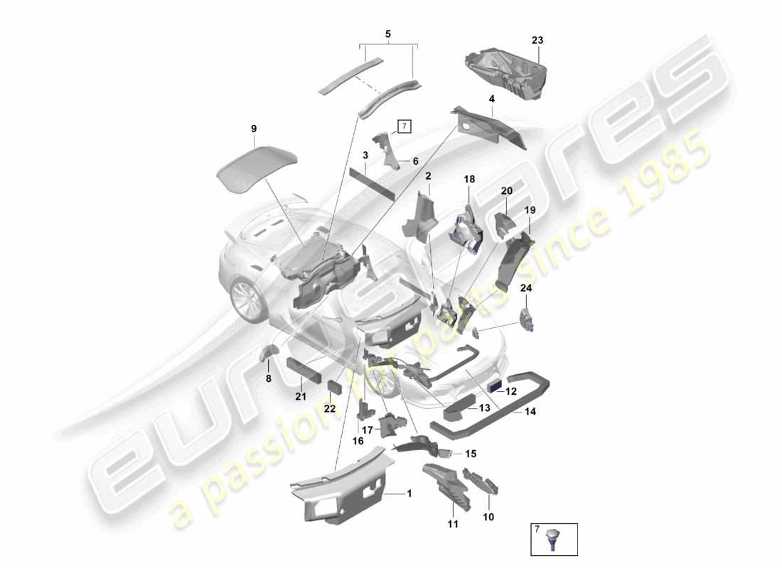 porsche 2021 (718 cayman gt4) karosserieisolierung (universelle anwendung) teilediagramm