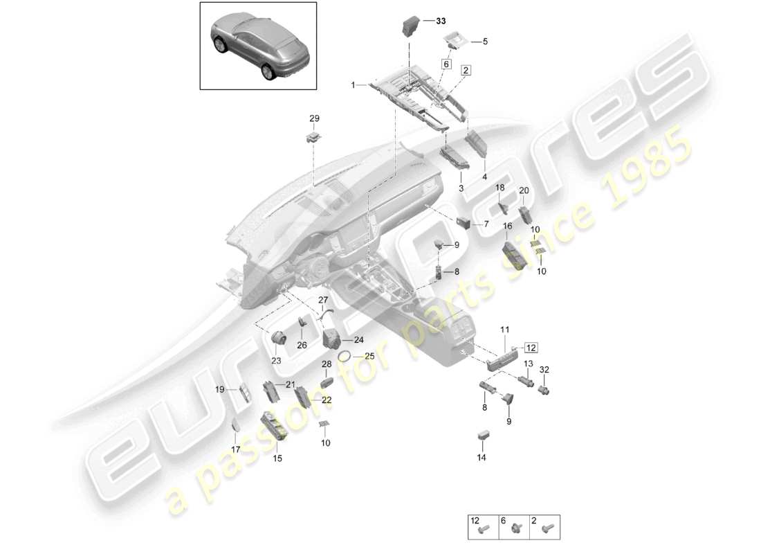 porsche 2021 (macan) switch-ersatzteildiagramm