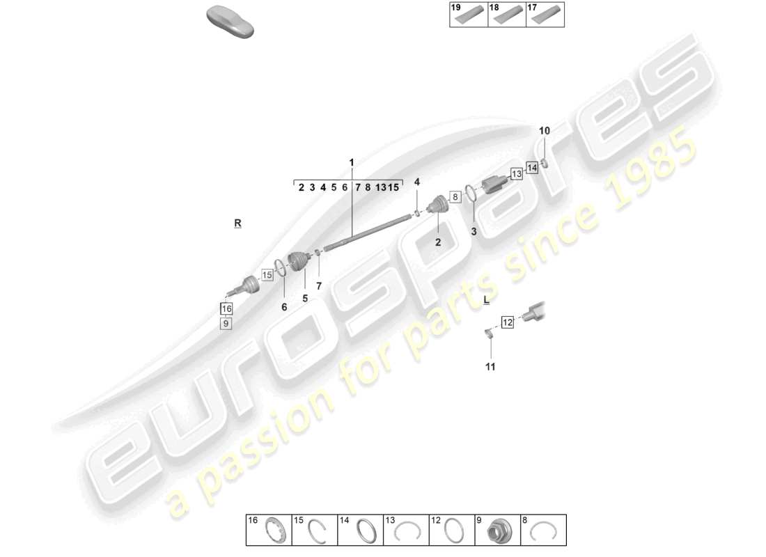 porsche 2021 (taycan 9j1-1) antriebswelle vorderachse teilediagramm