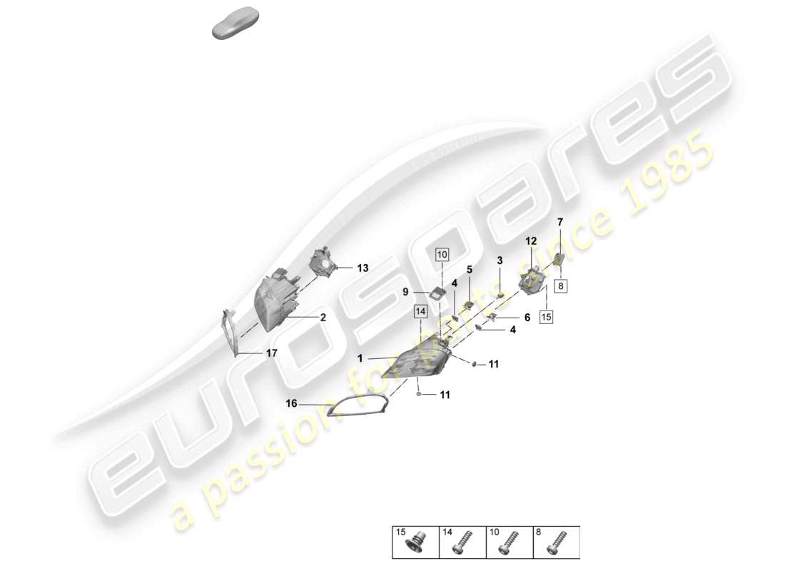 porsche 2025 (taycan 9j1-2) led-scheinwerfer mit matrixstrahl ersatzteildiagramm