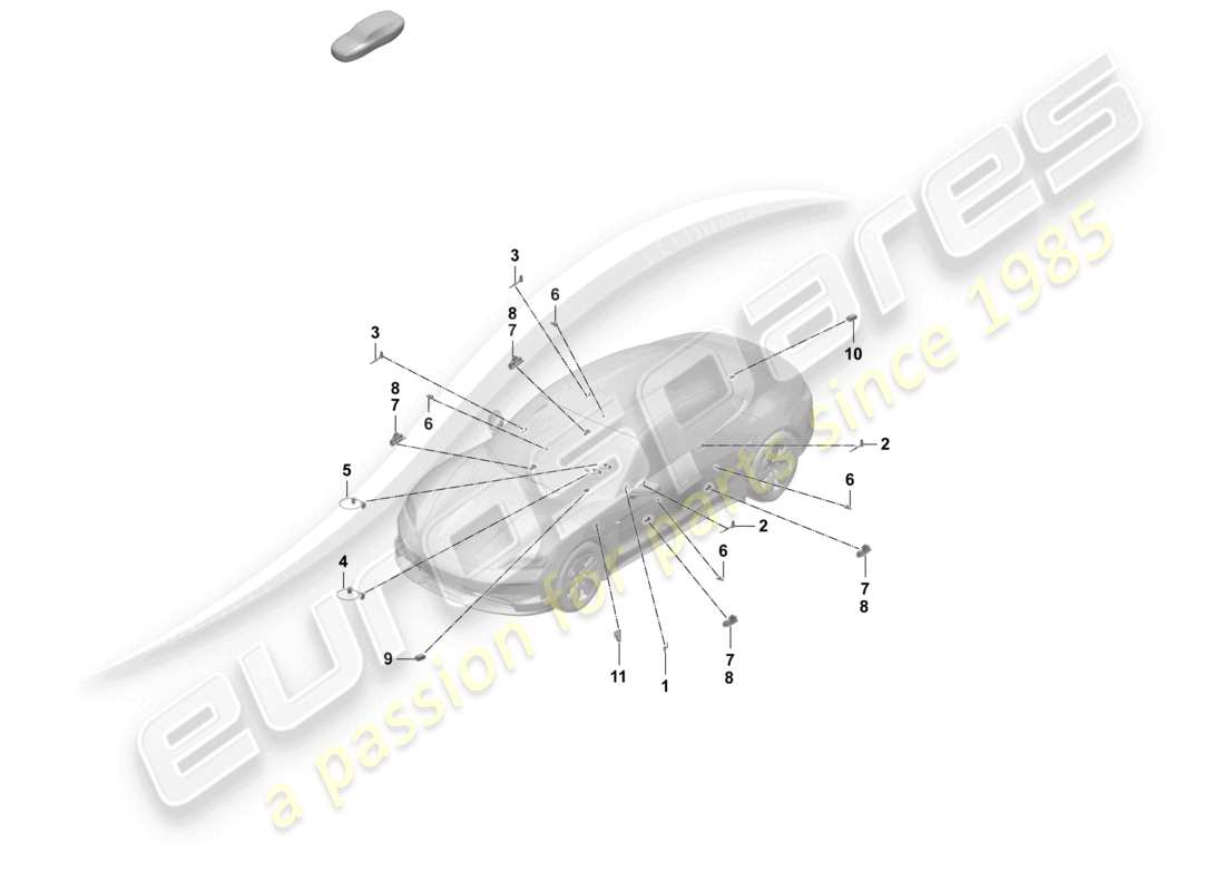 porsche 2025 (taycan 9j1-2) innenbeleuchtung türen heckklappenwarnleuchten teilediagramm