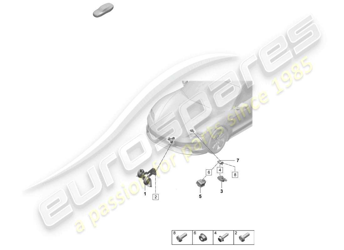 porsche 2025 (taycan 9j1-2) fanfare signalhorn alarmsystem teilediagramm