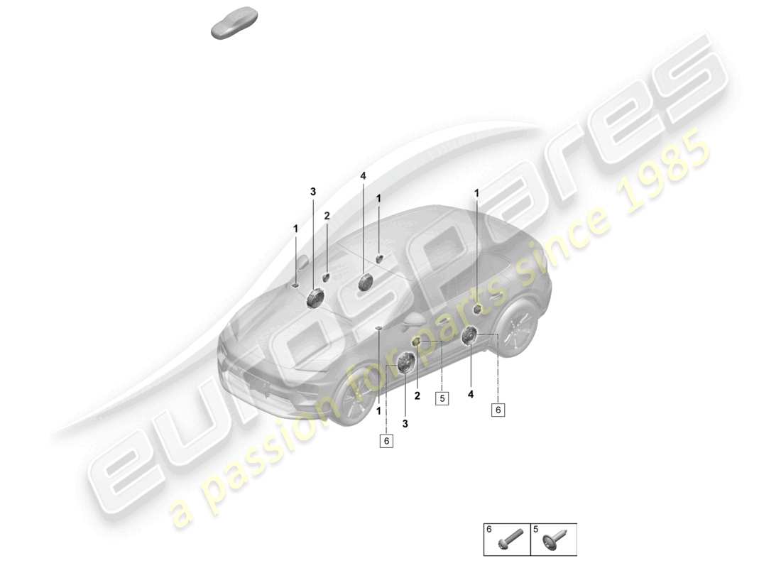porsche 2025 (macan-e) lautsprecher basic teilediagramm