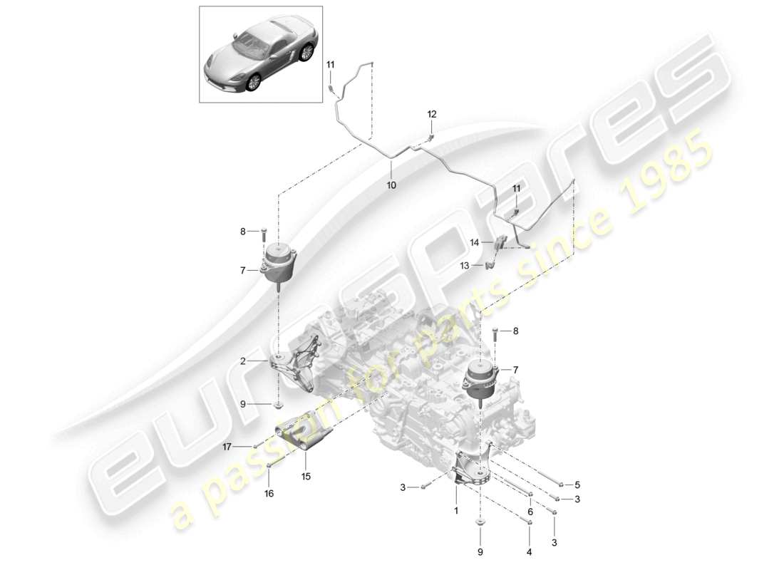 porsche 2023 (718 boxster) motorhebezug ersatzteildiagramm