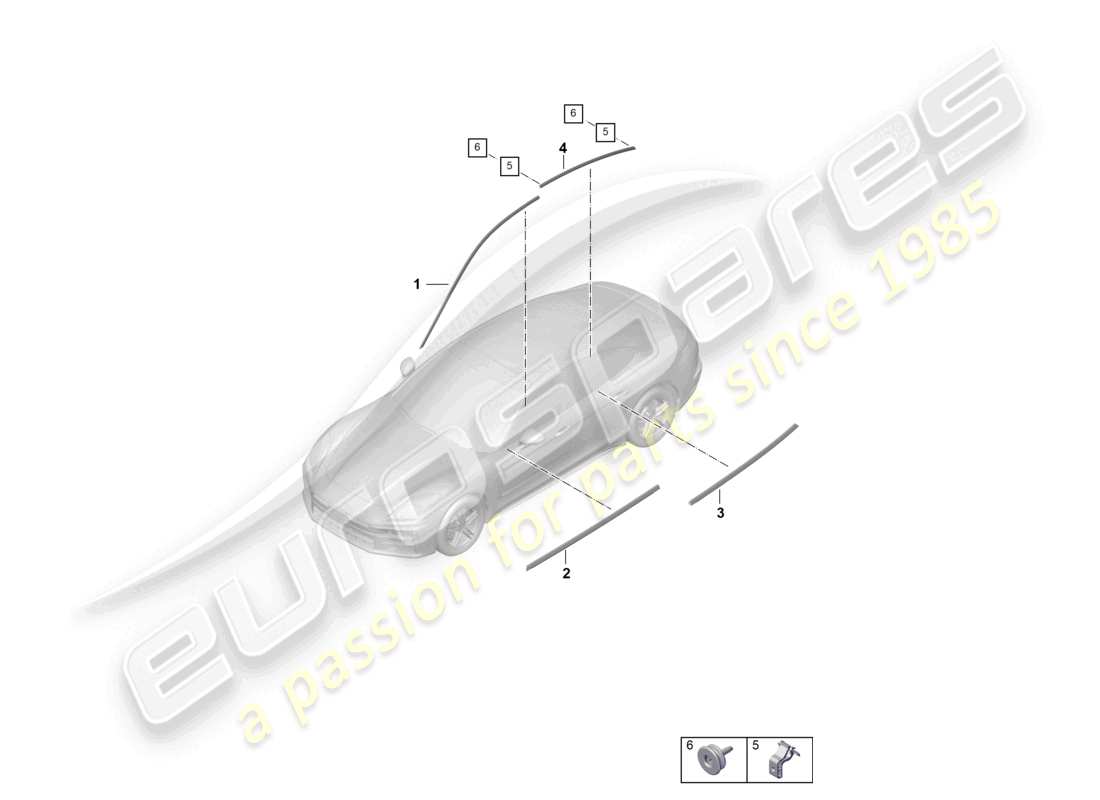 porsche 2024 (panamera 976) zierleisten türen teilediagramm