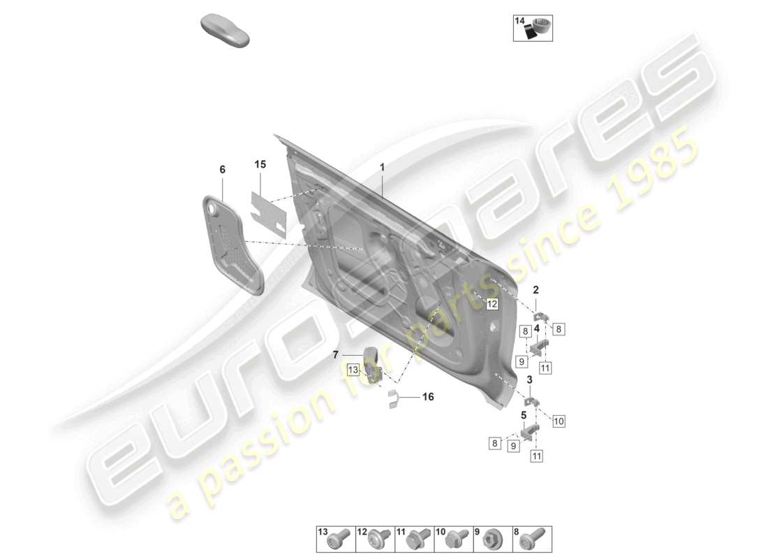 porsche 2023 (taycan 9j1-1) türschale vorne teilediagramm