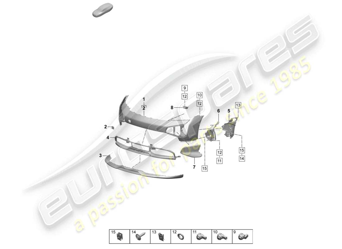 porsche 2025 (taycan 9j1-2) stoßstange vorne, ersatzteildiagramm